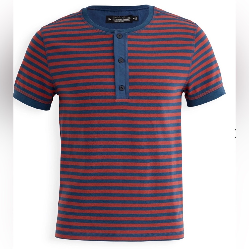 J Peterman Men’s Size XL North Sea Navy Breton Stripe Heavyweight Henley Tee